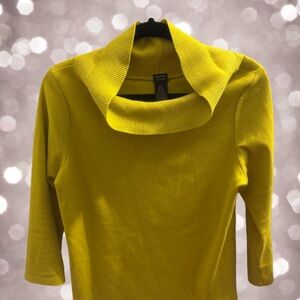 Rafaella Yellow Cowl Neck Sweater with Long Sleeves